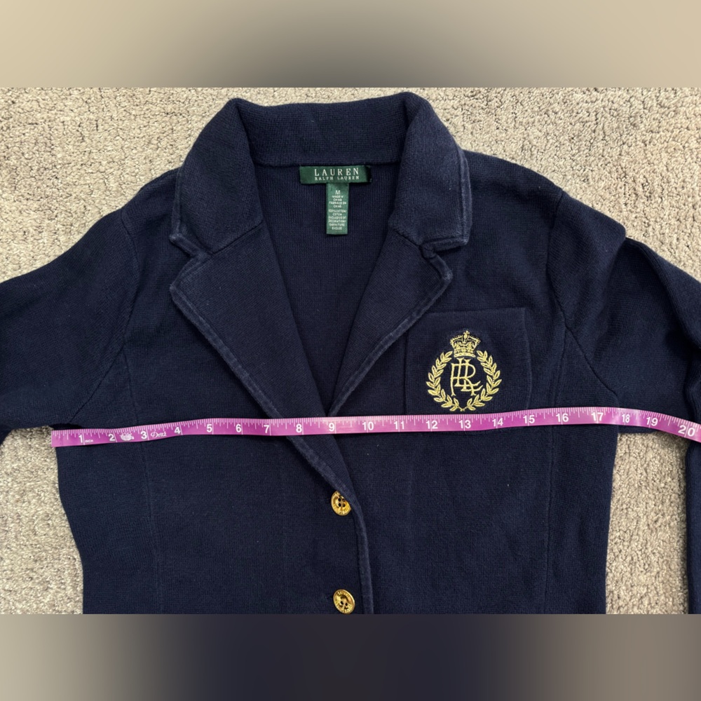 Ralph Lauren Navy Monogram Sweater Sz Medium Preppy Luxury Resortwear monogram - Picture 5 of 8